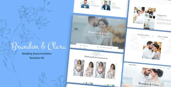 Brandon & Clara – Wedding Event Invitation Elementor Template Kit
